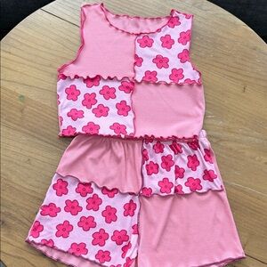 5 for $25🌈 bundle SHEIN Pink Floral Patchwork Pajama Set size 11/12 girls